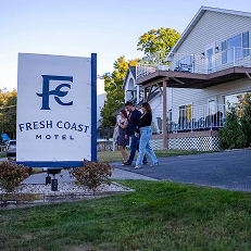 Fresh Coast Motel sign and building exterior