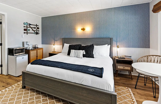 Modern hotel room with king-size bed